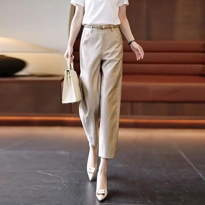 Top Trends: Women&#039;s Solid Color High Waist Zipper Button Straight Spring And Autumn New Loose Pocket Business All Match Formal Crop Pants Shoppable Styles