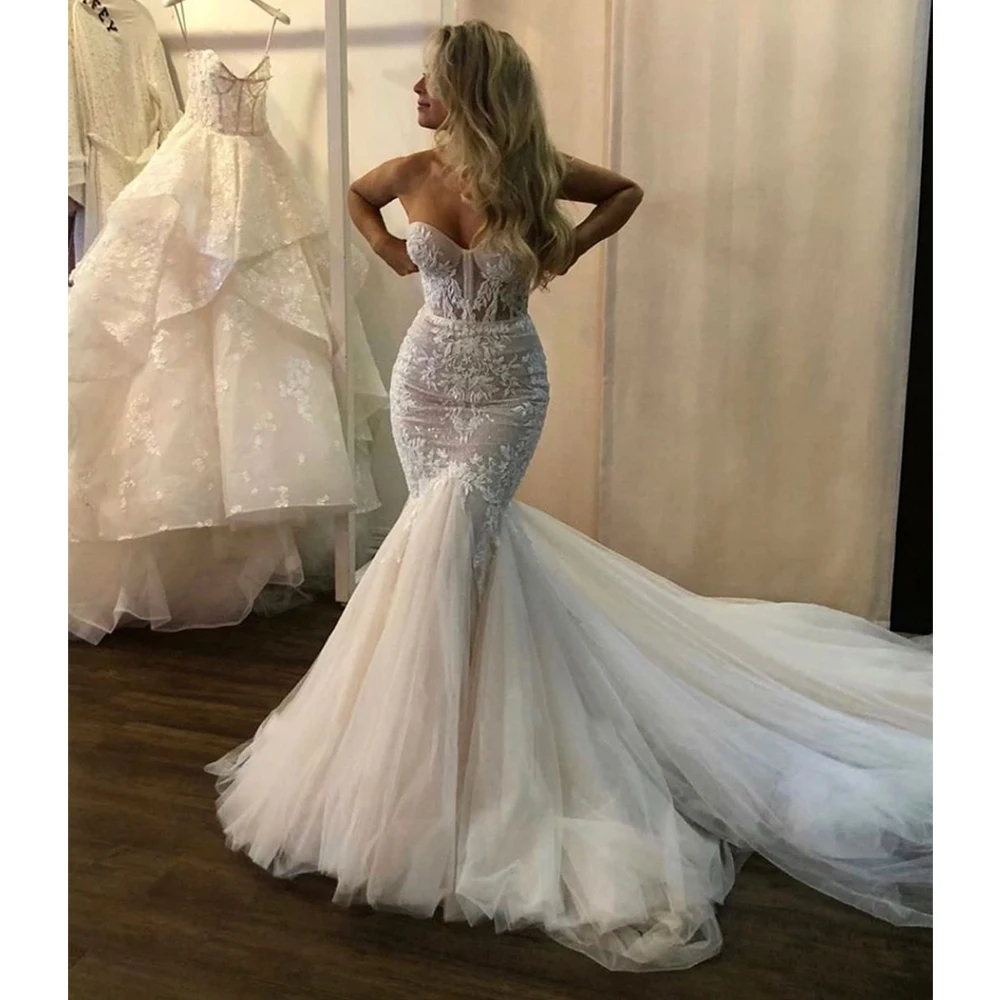 Top Trends: Bohemian Mermaid Wedding Dresses Women's Sexy Sweetheart Lace Applique Tulle Princess Bridal Gowns 2023 Formal Beach Party Robe Shoppable Styles