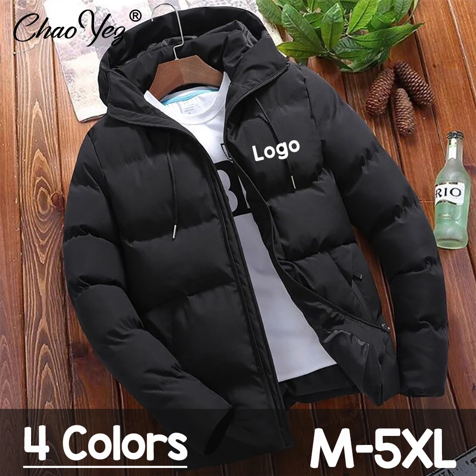 Top Trends: Custom Logo Winter Warm Thick Men Jacket Casual Parkas Hoodie Cotton DIY Zipper Warm Korean Style Fitness Fashion Men's Coat Shoppable Styles