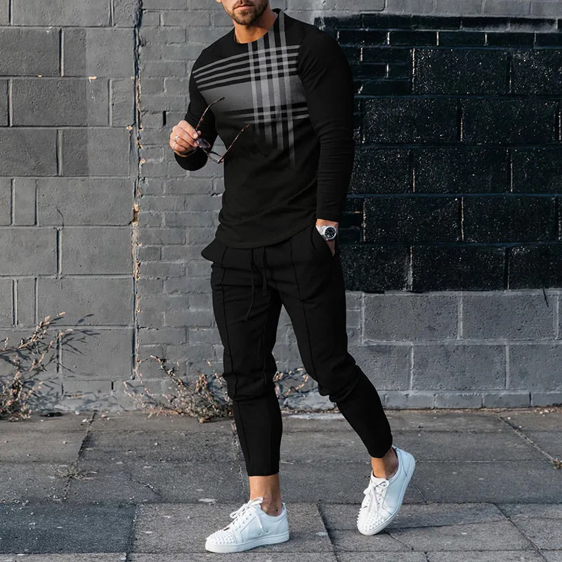 Top Trends: Autumn Winter Fashion Men&#039;s Sets Long Sleeves T-shirt+ Trousers O-Neck Sweatshirt Casual Jogger Sportswear 2 Piece Men Clothing Shoppable Styles