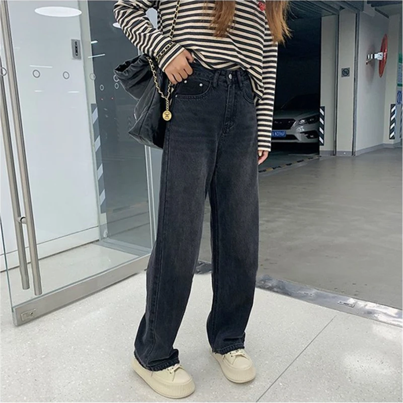 Top Trends: Y2k Women's Jeans Casual Blue Jeans Woman High Waist Streetwear Straight Baggy Pants Korean Fashion Denim Trend Trousers Shoppable Styles - Image 5