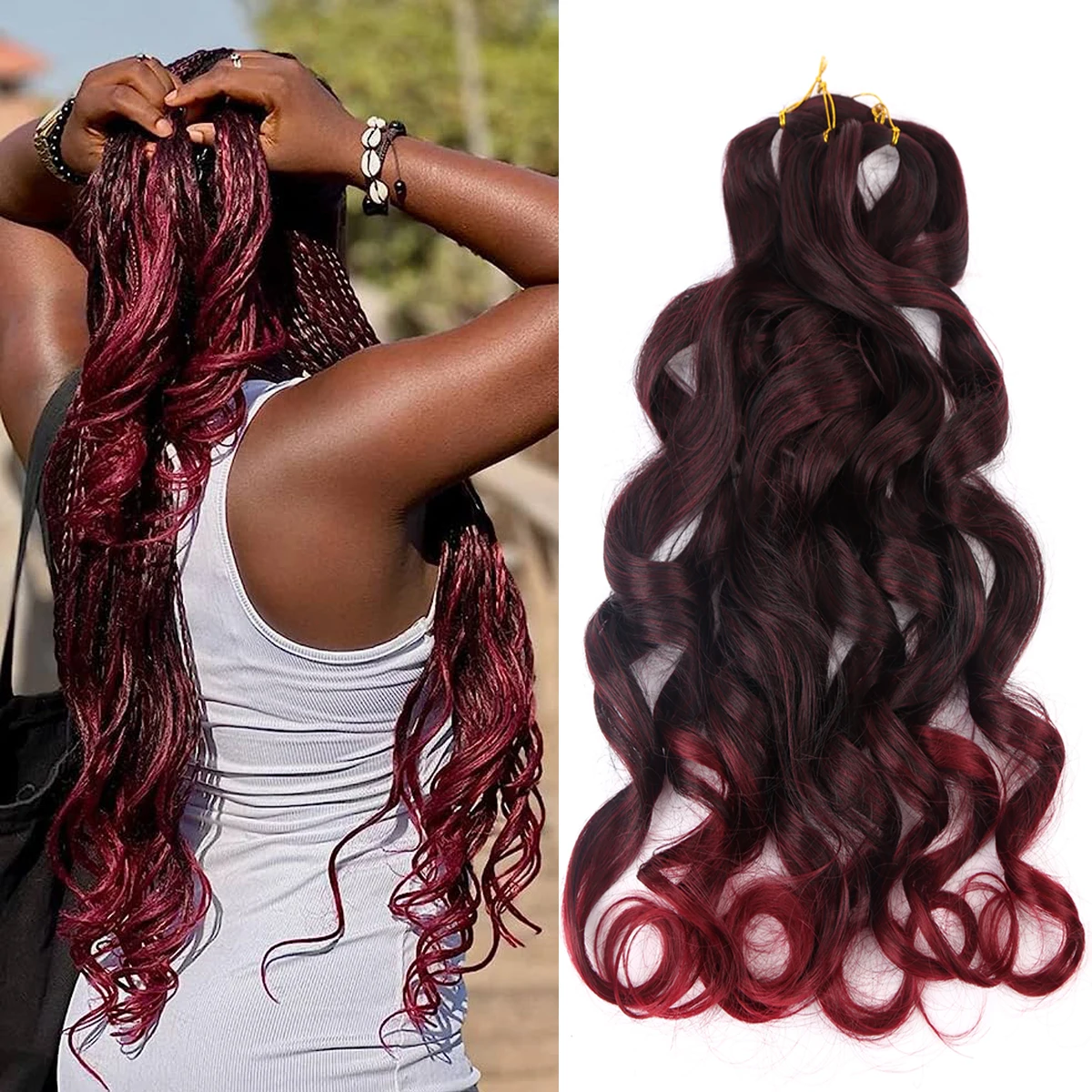 Top Trends: French Curly Crochet Braiding Hair 26Inch Synthetic Loose Wave Ombre Braids Hair For Women Curls Pre Stretched Hair Extensions Shoppable Styles