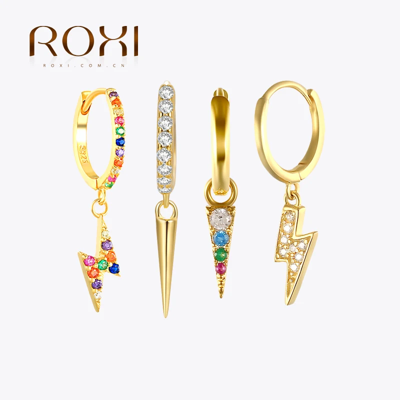 Top Trends: ROXI Ins Lock Star Cross Geometry Hoop Earrings For Women 925 Sterling Silver Crystal Earing Metal Huggie Earrings Jewelry Aros Shoppable Styles