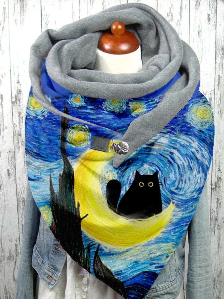 Top Trends: Van Gogh Cat Art Print Leisure Shawl Scarf For Women Shoppable Styles