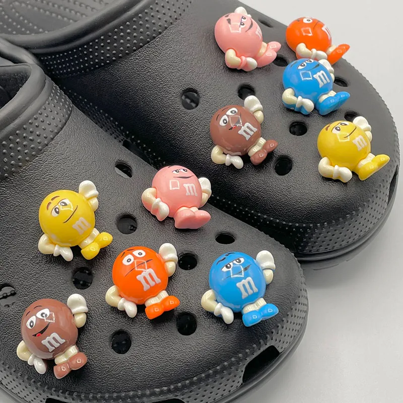 Top Trends: Cute Cartoon Character Charm Pins For Crocs Child's Clogs Funny Letter M Bean Candy Croc Jeans DIY Shoe Decoration Accessories Shoppable Styles - Image 3