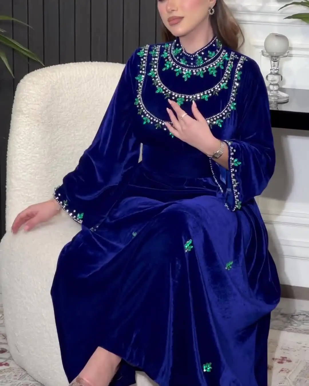 Top Trends: Royal Blue Saudi Arabia Women Prom Dresses A Line Evening Dresses Long Sleeves Floor Length Zipper Formal Women Party Dresses Shoppable Styles