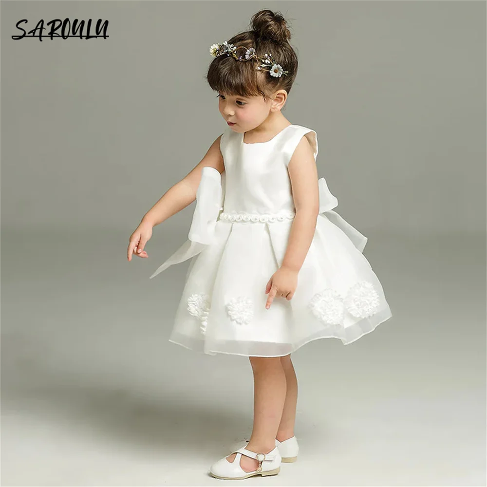 Top Trends: Beach Square Neck Above Knee Girl Dress Elegant 3D Flower Sleeveless Dress For Kids Romantic Vestidos De Novia Shoppable Styles - Image 3