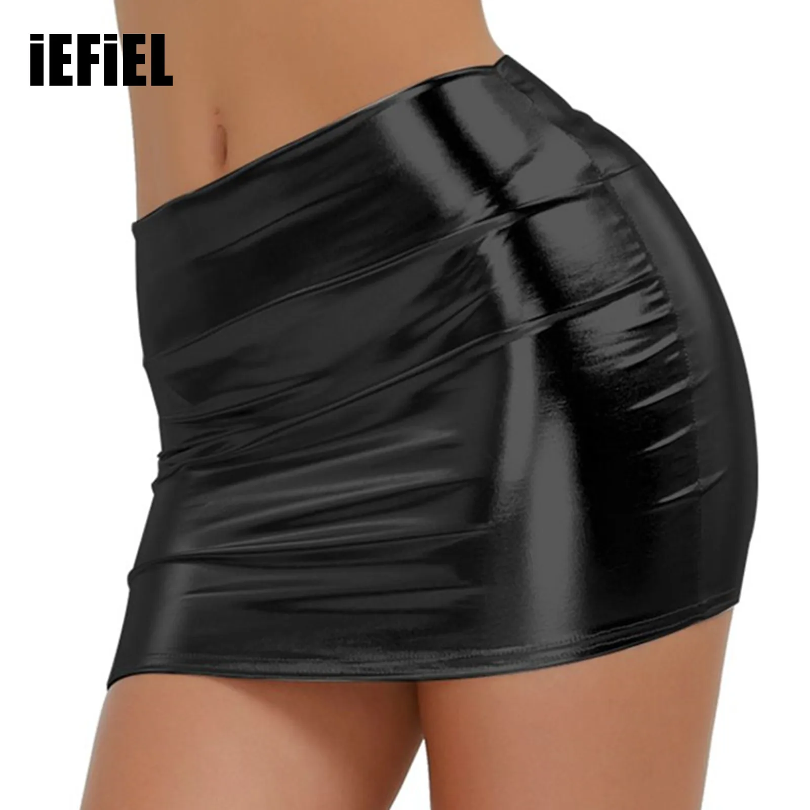 Top Trends: Women Sexy Shiny Patent Leather Wetlook Mini Skirt Pencil Skirts Low Waist Clubwear Partywear Performance Costume Streetwear Shoppable Styles