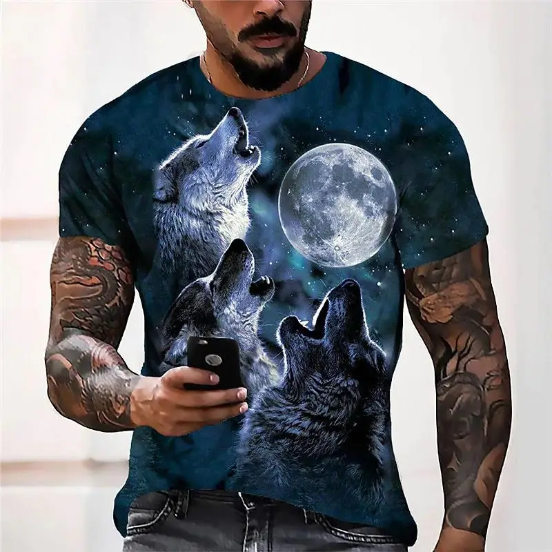 Top Trends: Wolf T-Shirt Men's 3D Print Tees Summer Short Oversized Clothing Fashion Harajuku Animal Tops New Casual Boys T Shirt Streetwear Shoppable Styles