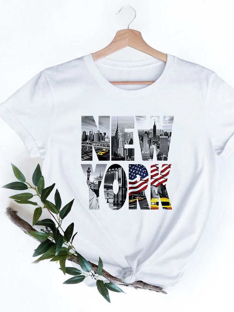 Top Trends: 2022 Fashion Anime T Shirt Women New York City Graphic T Shirt Harajuku Kawaii Woman T Shirts Short Sleeve Femme Tops Tees Shoppable Styles