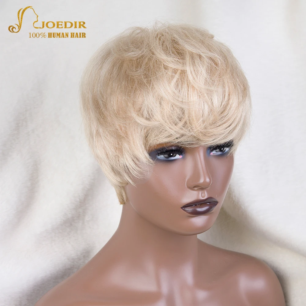 Top Trends: 613 Honey Blonde Color Lace Wig Short Wavy Bob Pixie Cut Full Machine Made Human Hair Wigs With Bangs For Black Women Remy Jodir Shoppable Styles - Image 3