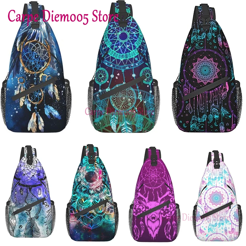 Top Trends: Sling Bag Watercolor Boho Dreamcatcher Mandala Hiking Daypack Crossbody Shoulder Backpack Travel Chest Pack For Men Women Shoppable Styles