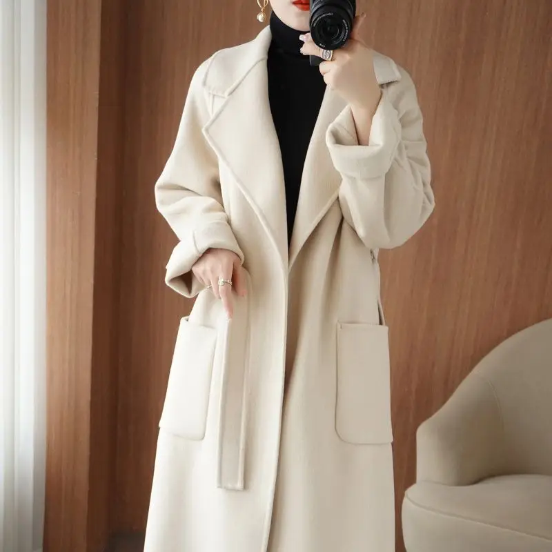 Top Trends: 2023 Winter New Cashmere Coat Women Mid-Length Woolen Clothes Pure Wool Reversible Woolen Jacket Warm Coat Shoppable Styles