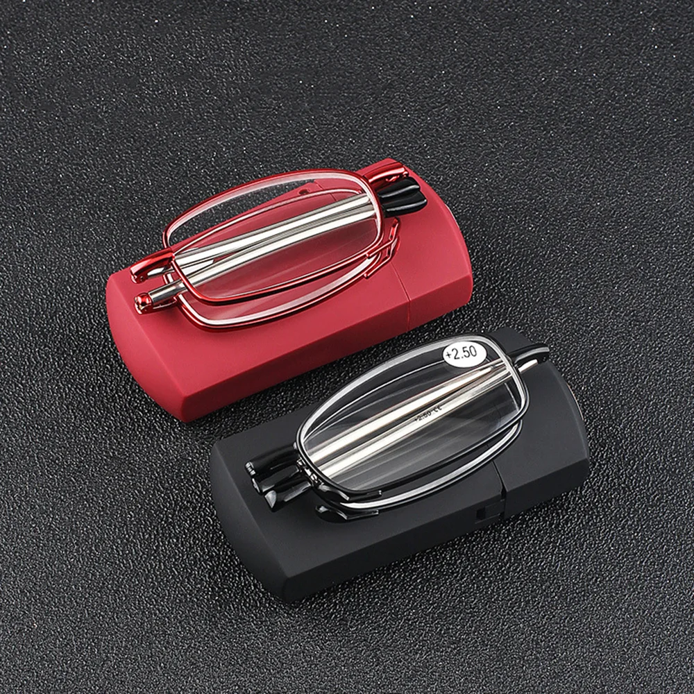 Top Trends: Portable Anti Blue Light Folding Reading Glasses With Case Men Women Telescopic Presbyopia Eyeglasses Elderly Glasses Shoppable Styles