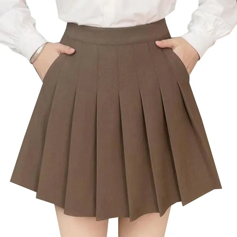 Top Trends: 40cm / 45cm Pleated Skirt With Pockets Women Elastic High Waist Mini Skirts Fashion Chic Woman Short Skirt Harajuku Ladies Skirts Shoppable Styles