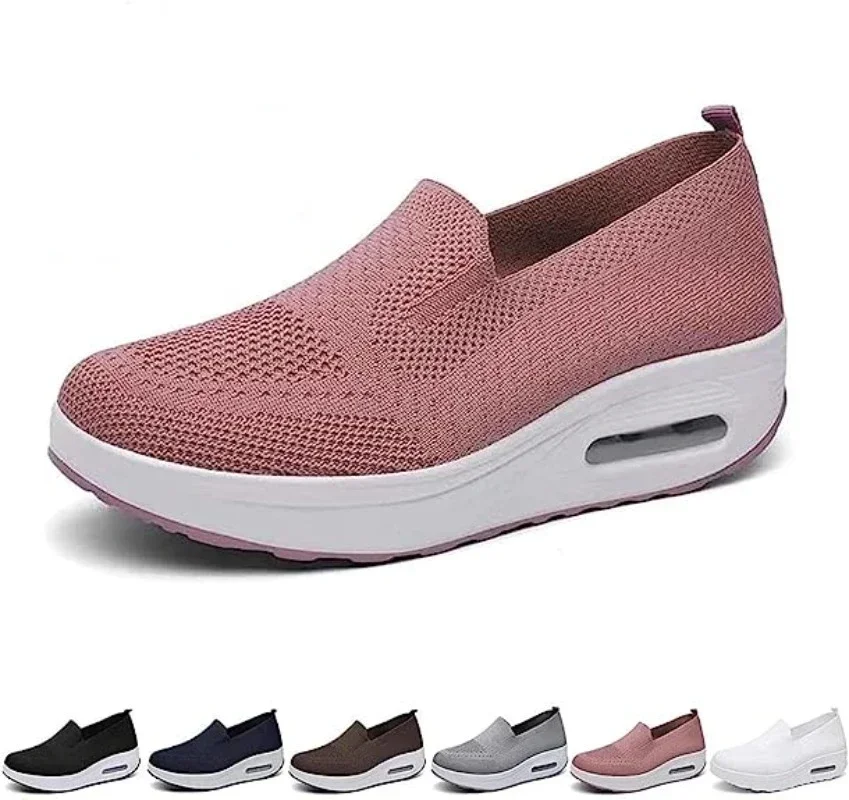 Top Trends: Women Walking Tennis Female Flat Shoes Slip-On Light Air Cushion Mesh Up Stretch Sneakers Running Casual Breathable Sports Shoes Shoppable Styles