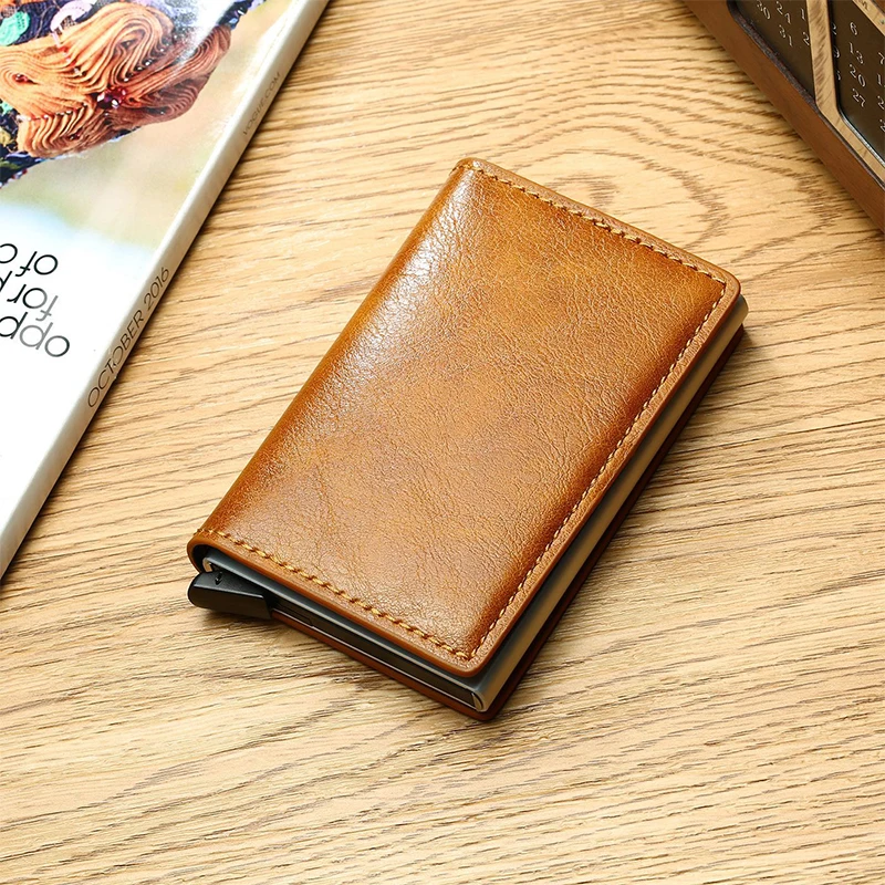 Top Trends: Credit Card Holder For Men Bank Cards Holders Leather RFID Wallet Mini Money Clips Business Luxury Women Small Purse Shoppable Styles - Image 3