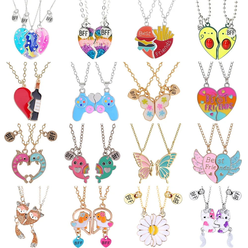 Top Trends: Cute Cartoon Necklaces For Women Lovely Kawaii Cat Dog Animal Pendant Chain Best Friends BFF Valentine Day Jewelry Party Gifts Shoppable Styles