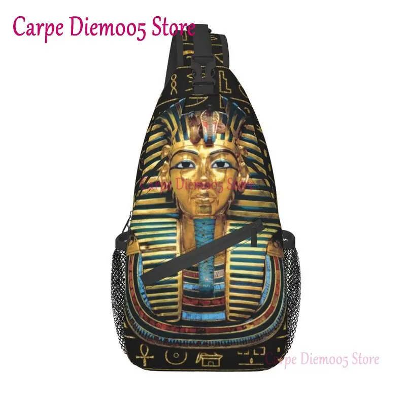 Top Trends: Cool Ancient Gold Pharaoh Egypt King Tut Sling Crossbody Backpack Men Egyptian Hieroglyphic Shoulder Chest Bags For Hiking Shoppable Styles