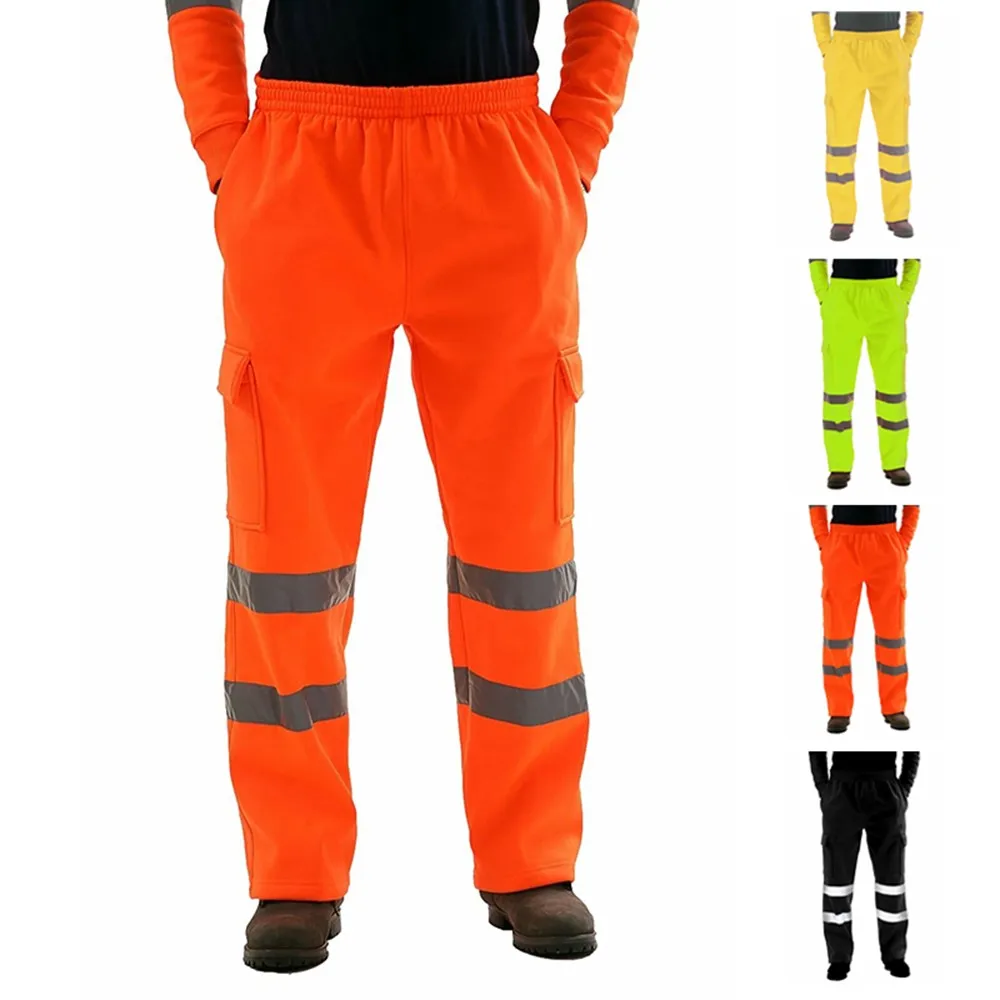 Top Trends: Men&#039;s Safety Sweat Pant Hi Vis Trousers High Visibility Bottoms Workwear Reflective Tape Safety Pants Multi-Pockets Work Trouser Shoppable Styles