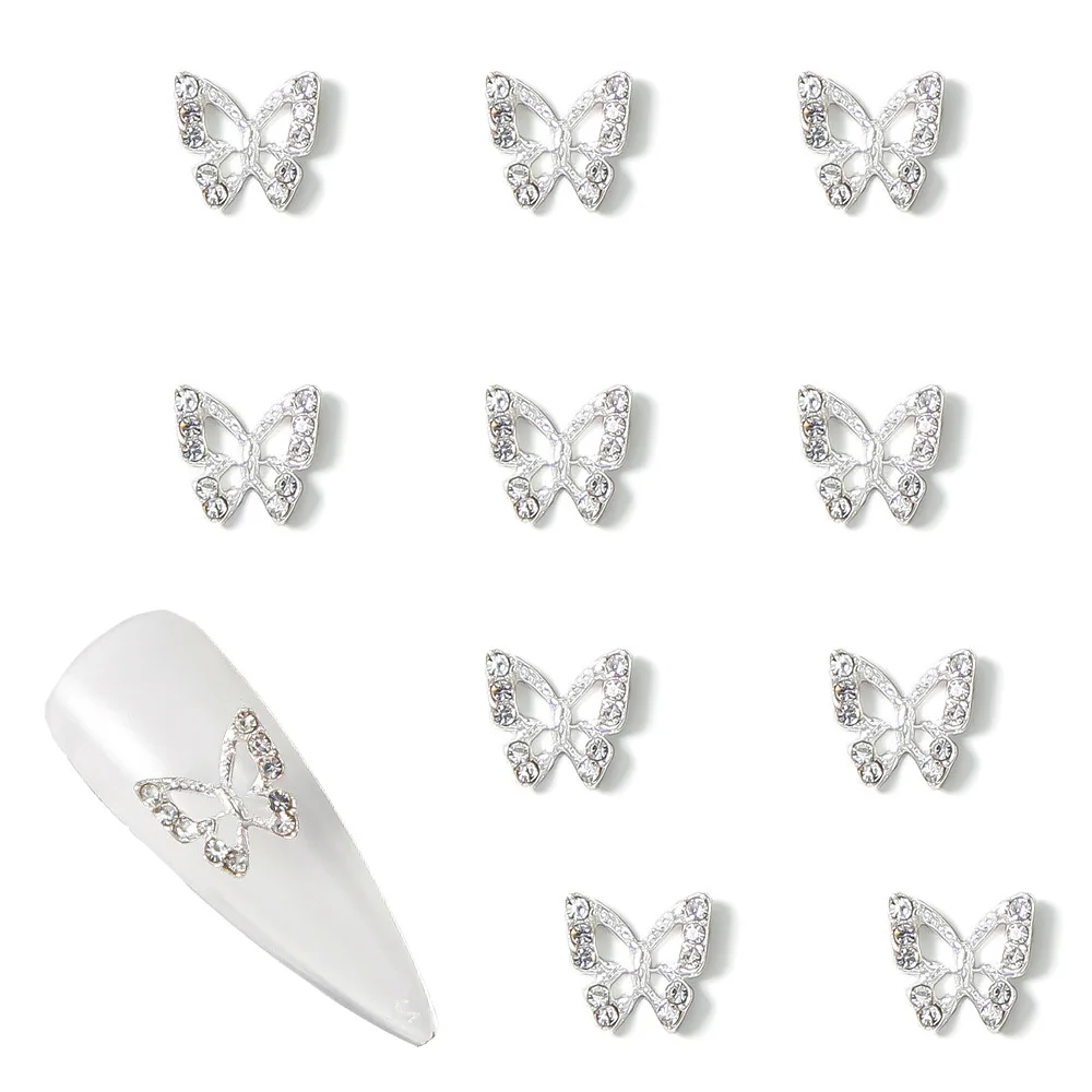 Top Trends: 10Pcs Hollow Butterfly Nail Rhinestones Alloy Diamond Shinny Nails Decorations 3D Luxury Nail Parts Crystals Stone Accessories Shoppable Styles