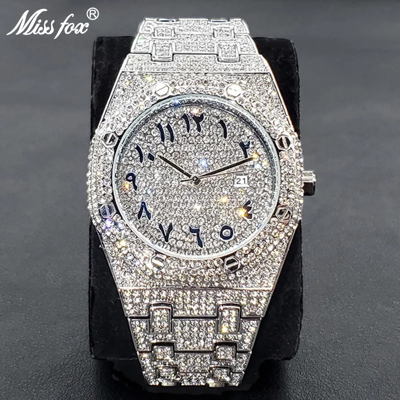 Top Trends: Luxury Full Diamond Watches For Men Top Brand Hip Hop Iced Out Arab Number Watch Men Fashion Steel Waterproof Clock Dropshipping Shoppable Styles