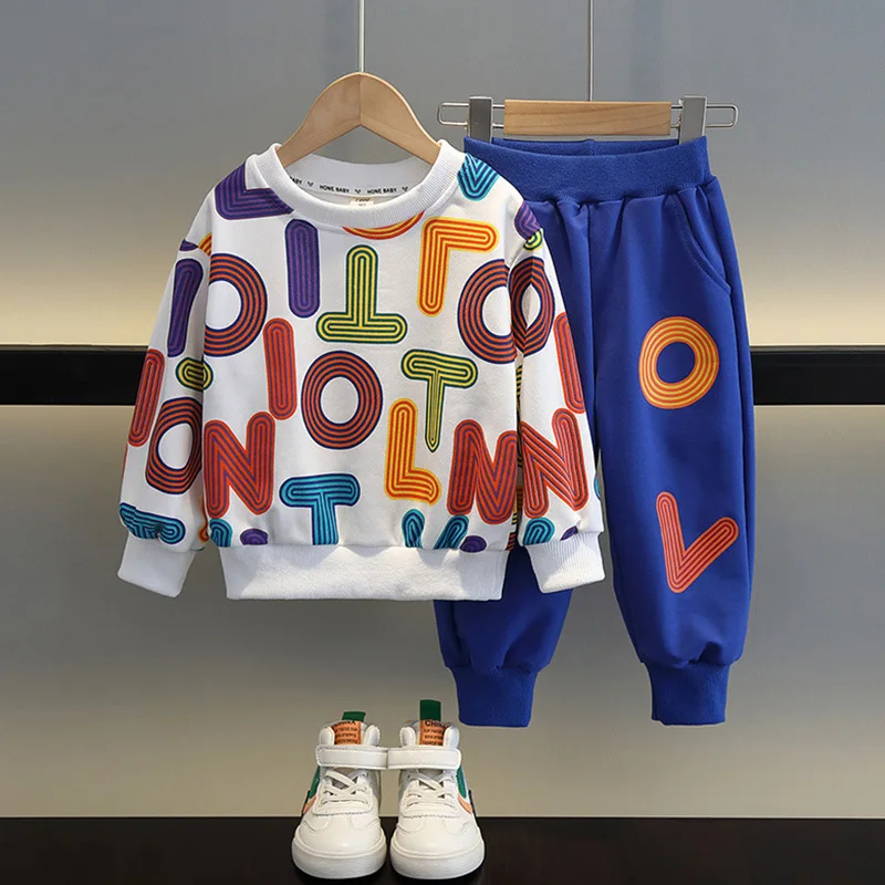 Top Trends: Autumn Children's Clothes Boy Cotton Pullover Sweatshirt And Pants Set Baby Girl Letter Print Sweatshirt Sweatpant Tracksuit Shoppable Styles - Image 4