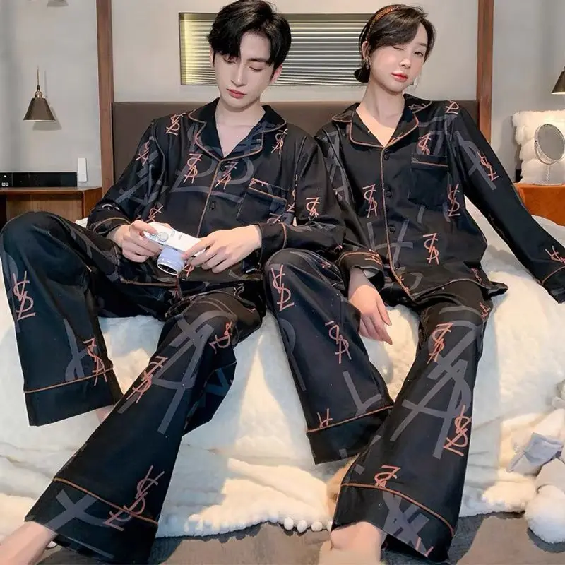 Top Trends: Korean Version Of Couple Pajamas Spring And Autumn Ins Style Simple Loose High-grade Long-sleeved Homestays Women Set Luxury Men Shoppable Styles