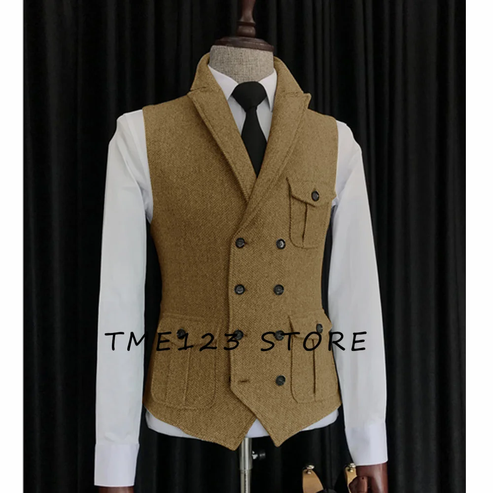 Top Trends: Men's Suit Vest Fashion Plaid Lapel Single-breasted Waistcoat With Pocket Business Casual Formal Vest Tops Men's Clothing Shoppable Styles