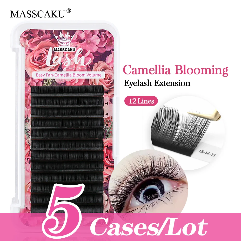 Top Trends: 5Cases / Lot MASSCAKU Easy Fan Bloom Eyelash Extension Austomatic Flowering Fast Fan Self-Making Fans Volume Lashes Supplies Shoppable Styles