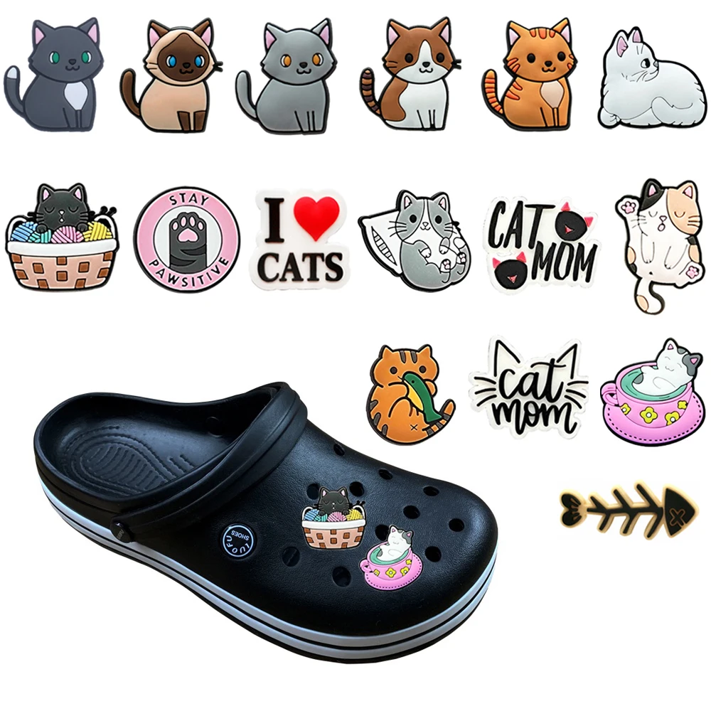 Top Trends: 1pcs Cute Cat Shoe Charms Shoes Accessories Boys Girls Garden Shoe Buckle Decorations Fit Sandals Wristband Charm Kids Gift Shoppable Styles