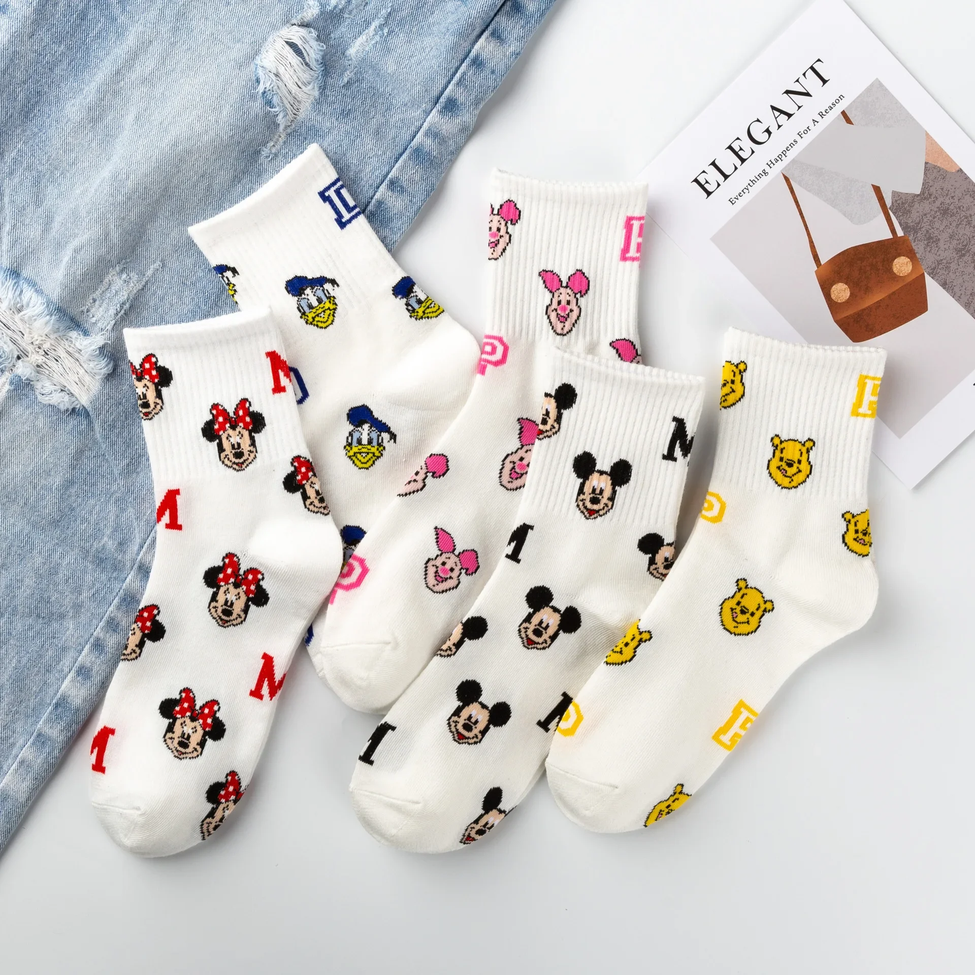 Top Trends: Kawaii Cartoon Disney Fashion Cotton Socks Anime Mickey Mouse Donald Duck Japanese Mid-tube Socks For Boys Girls Sports Socks Shoppable Styles