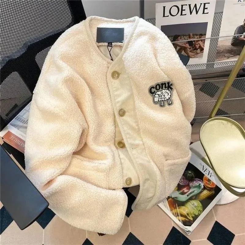 Top Trends: Deeptown Harajuku Fleece Jacket Women Japanese Y2k Cute Autumn Winter Warm Bomber Lamb Wool Jackets Oversize Preppy Style Coat Shoppable Styles