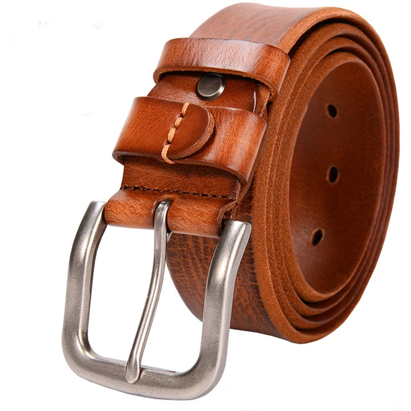 Top Trends: 3.8CM Top Cowhide Belt Men Copper Buckle Top Genuine Leather Casual Jeans Belt High Quality All-match  Retro personal Male Strap Shoppable Styles