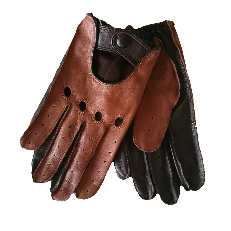 Top Trends: Real Leather Man's Gloves Spring Summer Thin Unlined Breathable Non-Slip Locomotive Motorcycle Driving Gloves Male M023W-1 Shoppable Styles