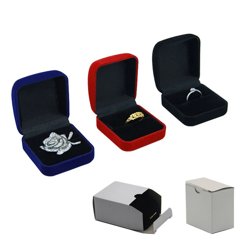 Top Trends: Wholesale Engagement Ring Box Black Velvet Stud Earring Storage Packing Foldable Box Wedding Ring Valentine&#039;s Day Gift Organizer Shoppable Styles