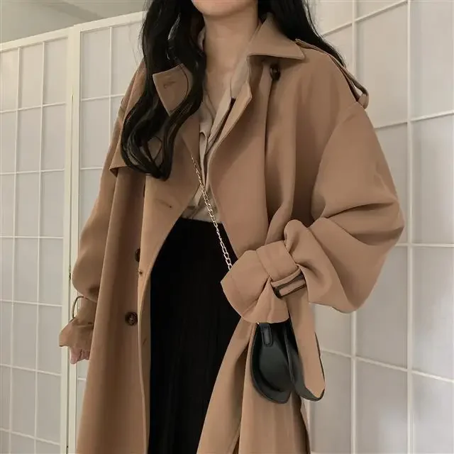 Top Trends: Women Trench Loosely Long Chic England Style Solid Simple Coats Patch Daily Trench Temperament Elegant All-match Clothes Classy Shoppable Styles