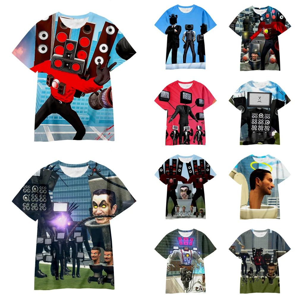 Top Trends: Kids Skibidi Toilet Cartoon Game Anime Character 3D T-shirts 3-14 Years Boys Girls Breathable Outifts&Base Tops Children Clothes Shoppable Styles