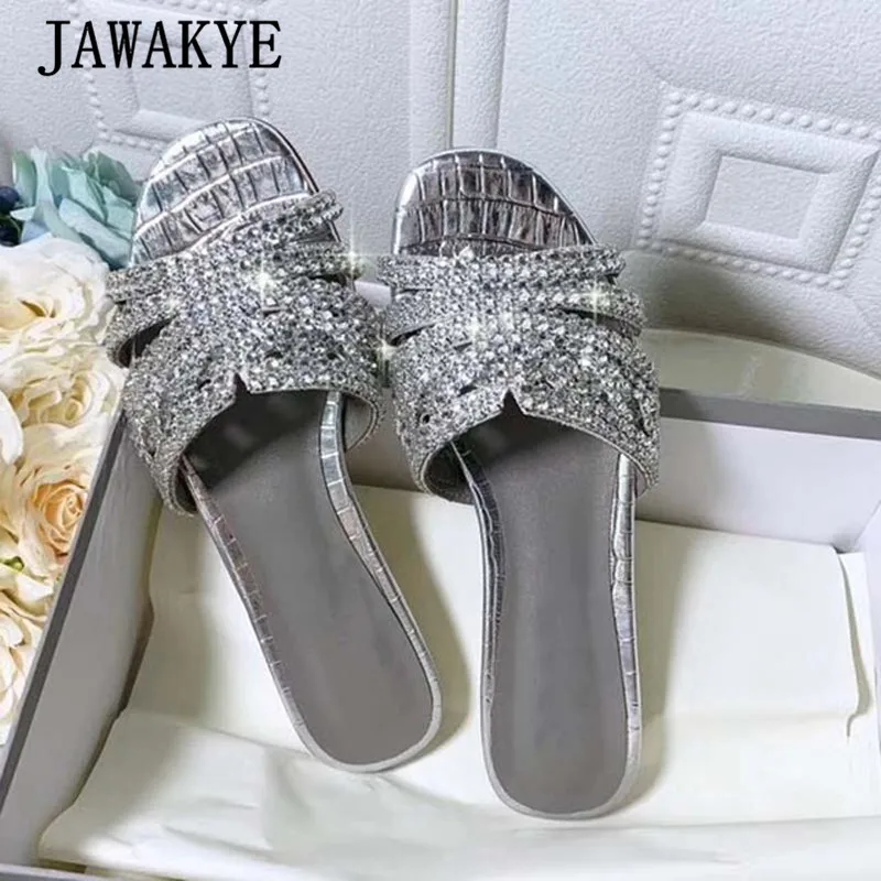 Top Trends: Summer Fashion Square Toe Flat Crystal Flip Flops Women Shiny Rhinestone Runway Mules Dress Slides Shoes Beach Slippers Femme Shoppable Styles