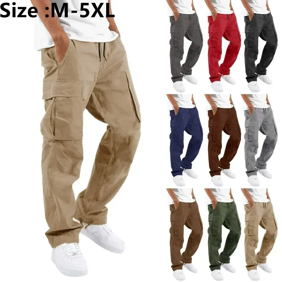 Top Trends: New 2023 Cargo Pants Trousers For Men Full Length Solid Color Loose Multi-pocket Drawstring Pockets Pants Male Cargo Pants 5XL Shoppable Styles