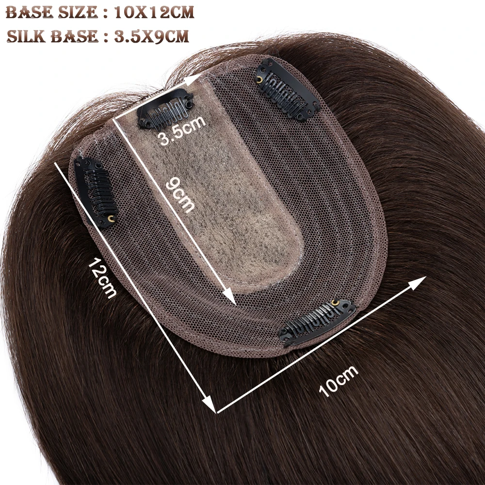 Top Trends: Rich Choices 10×12cm Human Hair Toppers For Women Wigs Silk Base Hair Pieces 4 Clips In Hair Extensions Natural Hairpiece 130% Shoppable Styles - Image 2