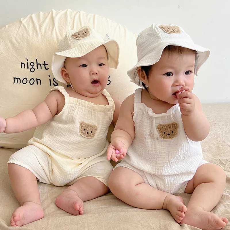 Top Trends: Fall Cotton Baby Jumpsuits Hat Cute Bear Kids Coat Romper Set Sun Protection Cardigan Toddler Outfit Suit Infant Romper 0-3T Shoppable Styles - Image 6