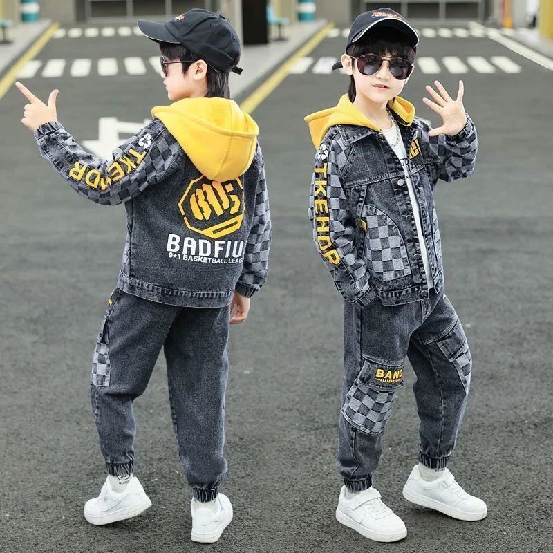 Top Trends: Boys Suit Coat+ Pants Cotton 2Pcs / Sets 2023 Vintage Spring Autumn Sports Sets Tracksuit Children Clothing Shoppable Styles