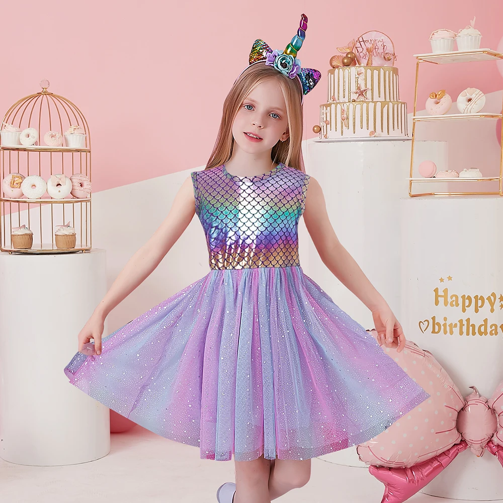 Top Trends: Girls Perform Mermaid Dress Children Princess Tutu Dress Toddlers Summer Prom Dresses Kids Birthday Party School Casual Clothes Shoppable Styles - Image 3