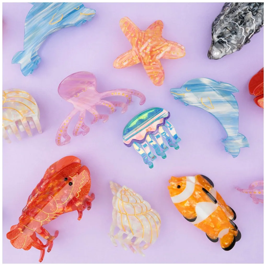 Top Trends: Muweordy Ocean Hair Clip Acetate Claw Clip Clownfish Lobster Oyster Crab Hair Clip Animal Shark Clip Hair Accessories For Women Shoppable Styles