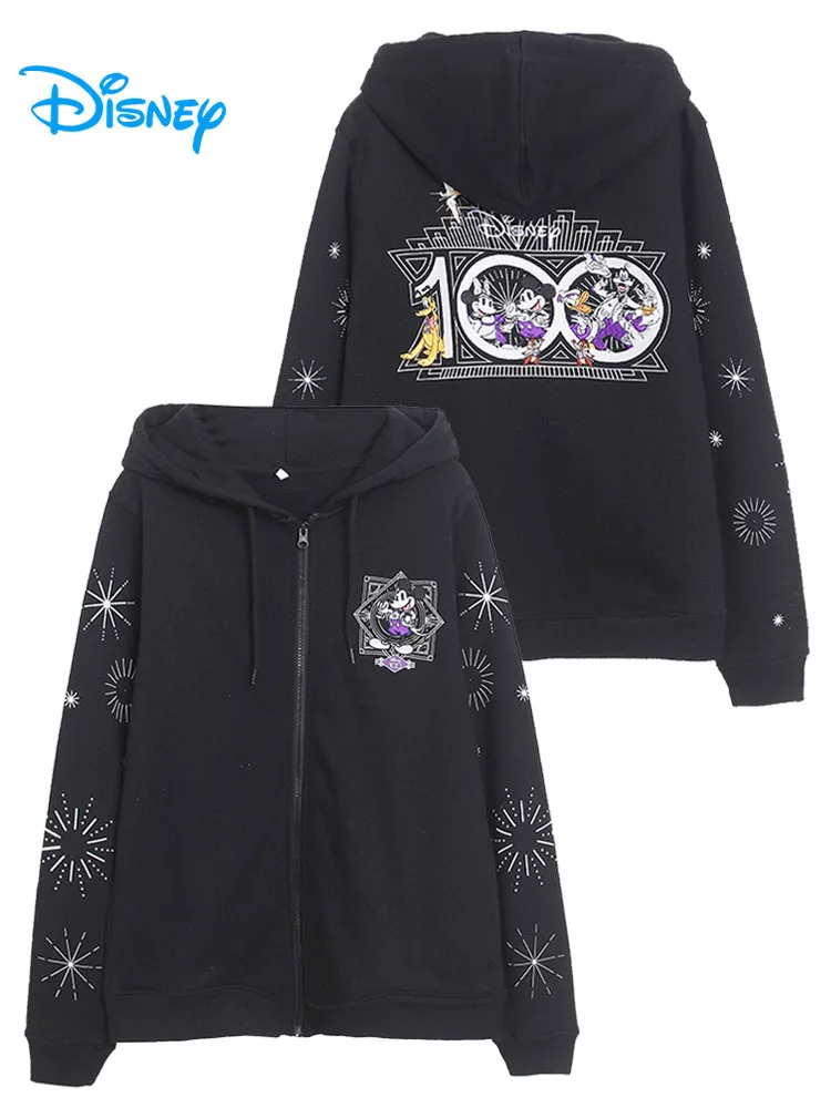 Top Trends: Disney 100th Anniversary Hooded Sweatshirt Mickey Mouse Embroidery Women Zip Up Hoodies Fleece Jacket Tops Casual Streetwear Shoppable Styles