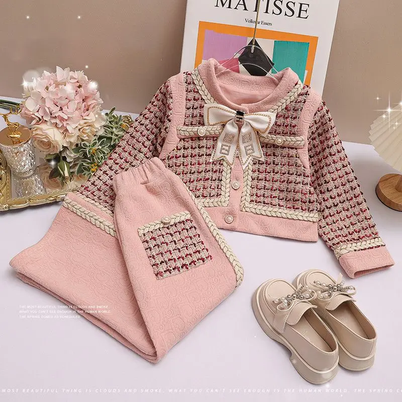 Top Trends: Spring Autumn Girls Fashion Suit 2023 New Children's Kids Long-sleeved + Trousers Two-piece Children's Clothes High Quality Shoppable Styles