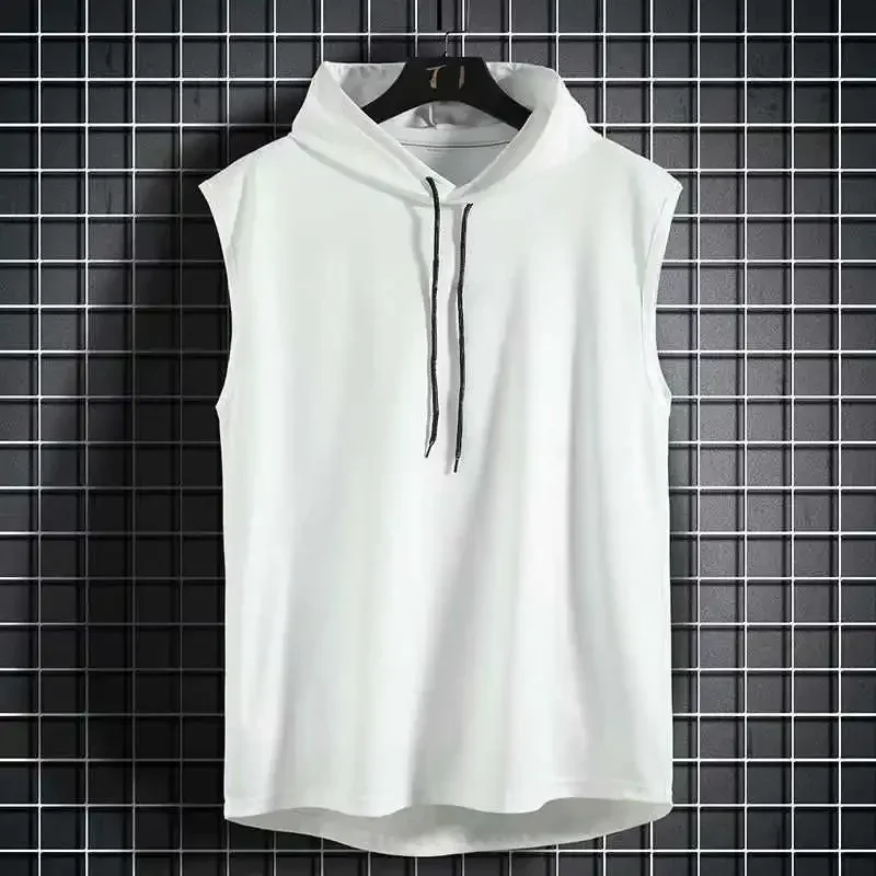 Top Trends: Summer Men's Sleeveless Vest Casual T-shirt Hoodie Fitness Muscle Hooded Vest T-shirt Polyester Breathable Hip-hop Pullover Shoppable Styles - Image 4