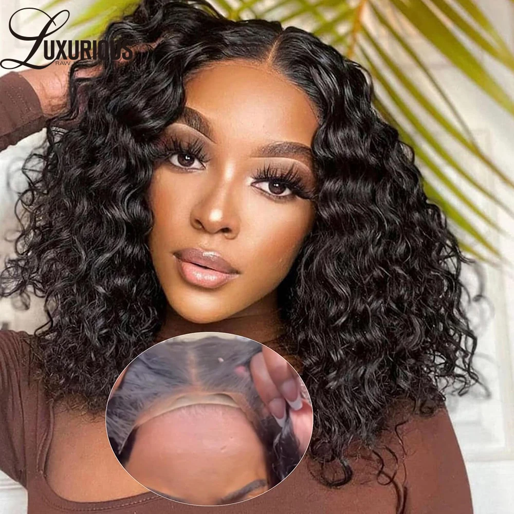 Top Trends: Wear Go Water Wave Lace Frontal Wig Curly Bob Upgraded No Glue Transparent Lace Closure Wigs Human Hair For Women Natural Black Shoppable Styles