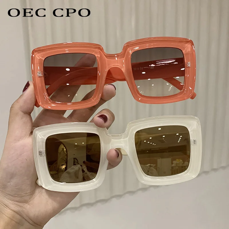 Top Trends: OEC CPO Punk Square Sunglasses Women Men Trends Multicolor Sun Glasses Female Steampunk Colorful Shades UV400 Fashion Eyewear Shoppable Styles